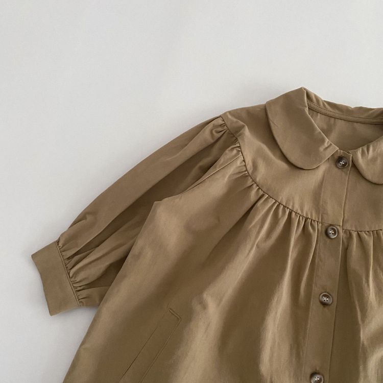 Girls Single Breasted Doll Collar Coat With Pockets