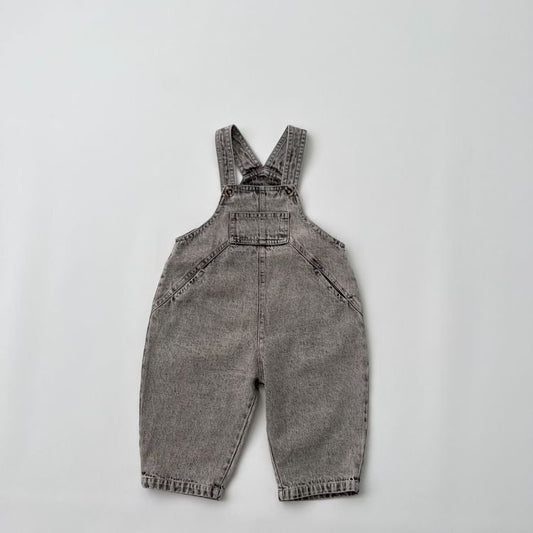 Kids Washed Denim Loose Overalls